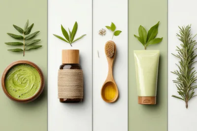 Natural Organic Skincare Products Flat Lay