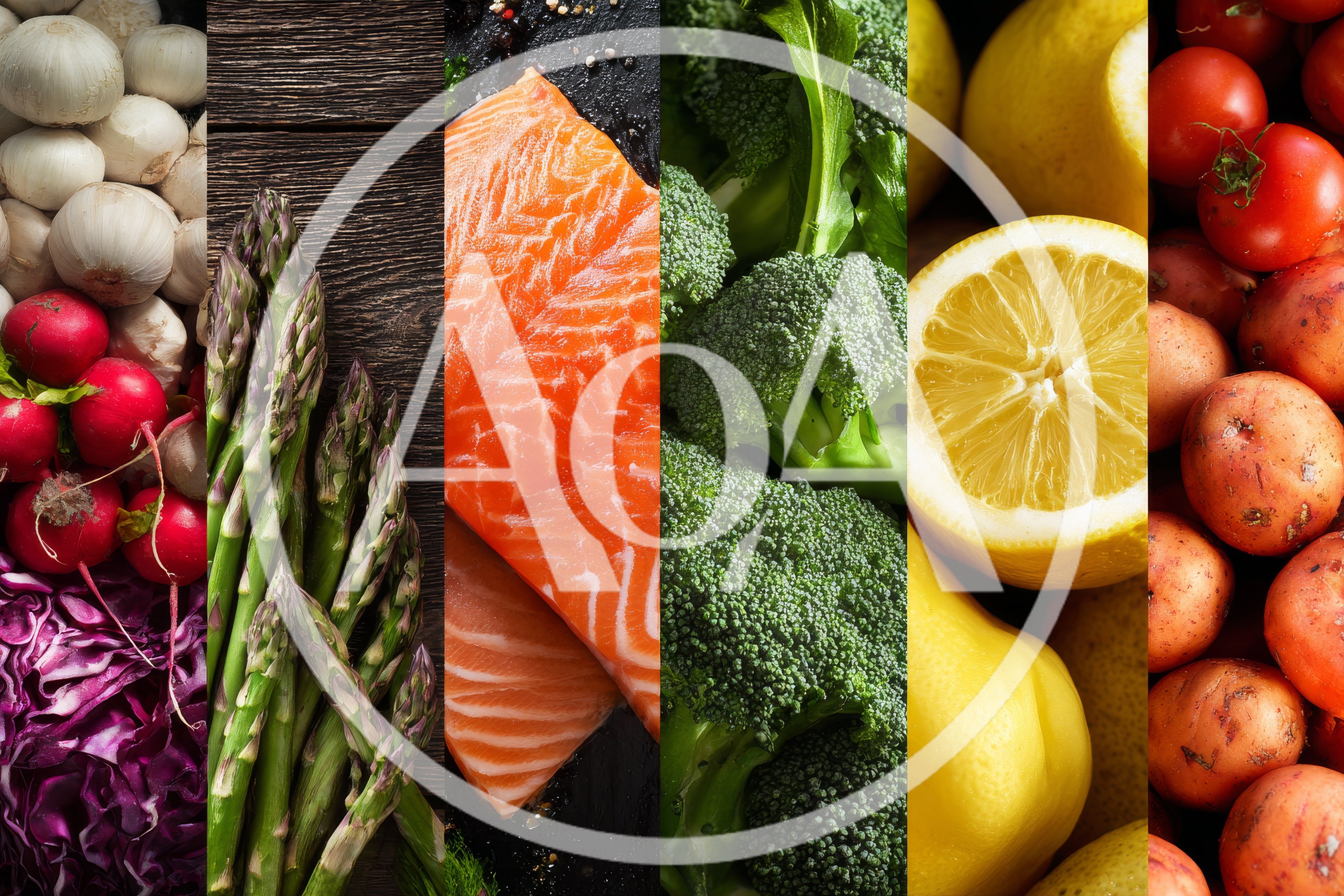 Vertical Collage Of Fresh Healthy Food Ingredients