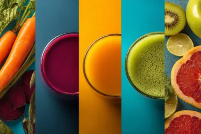 Fresh Fruit and Vegetable Juice Collage