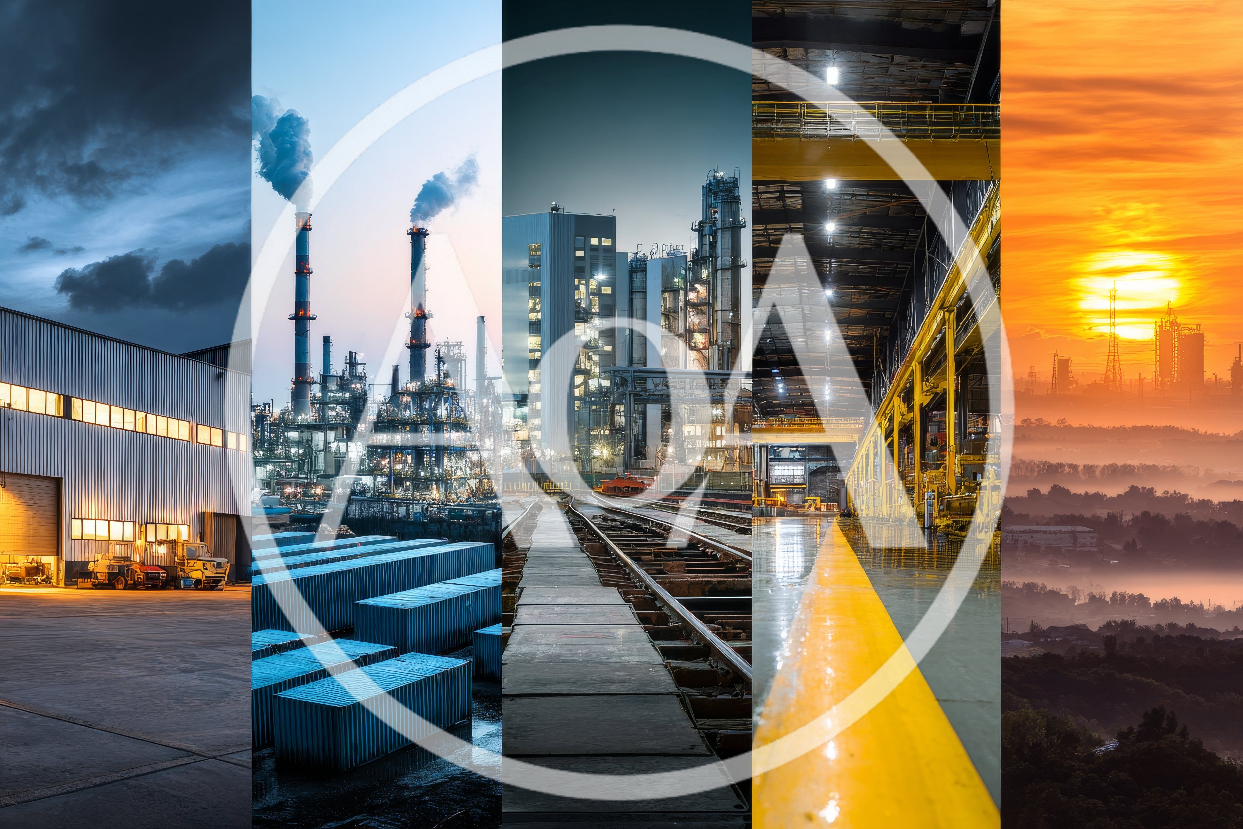 Industrial Collage Featuring Manufacturing Facilities And Logistics Infrastructure