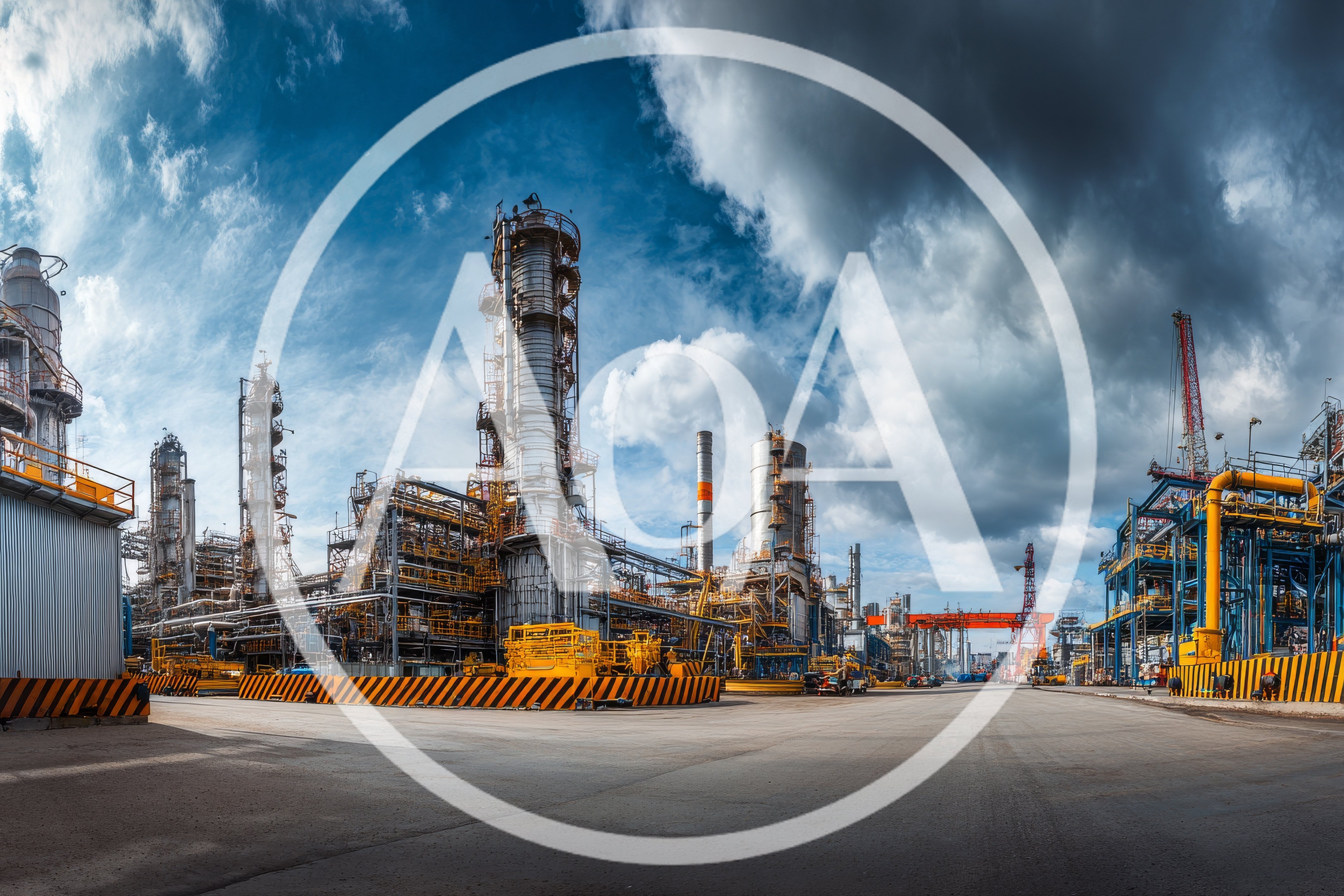 Panoramic View Of A Large Industrial Oil Refinery