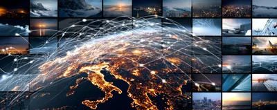 Global Network Connectivity Over Illuminated Earth Map