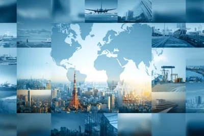 Global Business And Transportation Infrastructure Collage