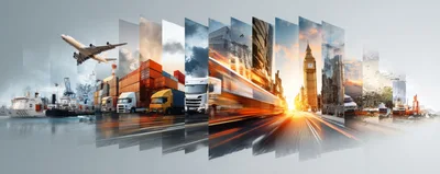 Global Logistics and Transportation Concept Collage