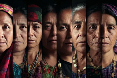 Portrait Collage Of Indigenous Mayan Women