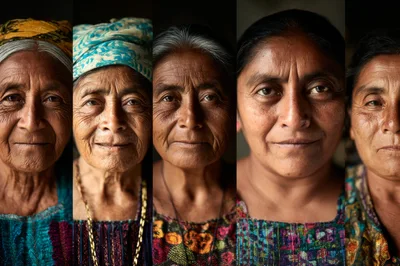 Portraits Of Indigenous Mayan Women In Traditional Clothing