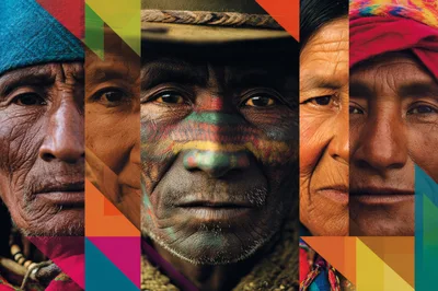 Collage Of Indigenous People With Traditional Cultural Features