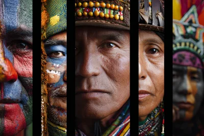 Close Up Portraits Of Indigenous People With Traditional Face Paint