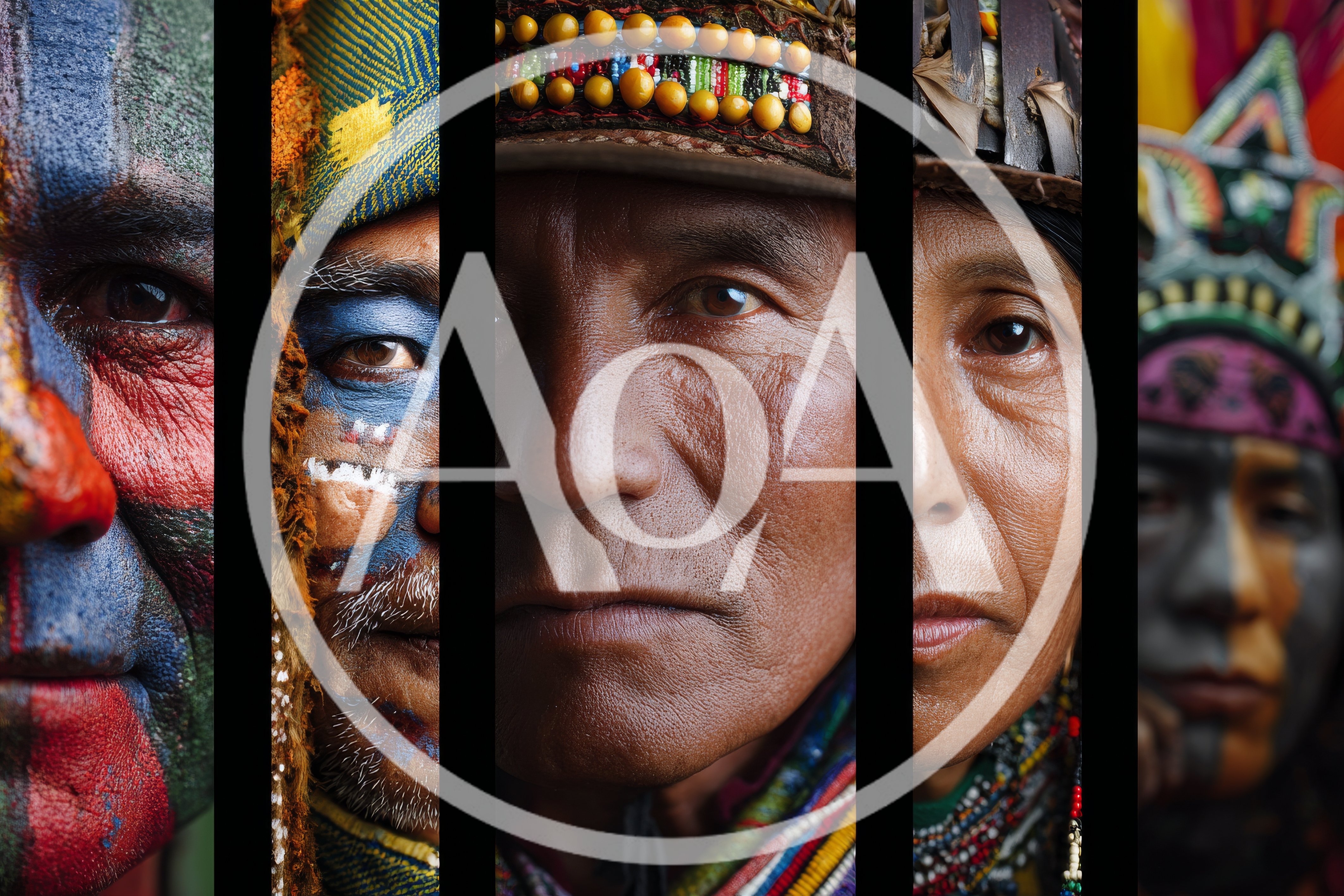 Close Up Portraits Of Indigenous People With Traditional Face Paint