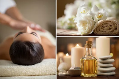 Spa Treatment Collage With Massage And Relaxation Elements