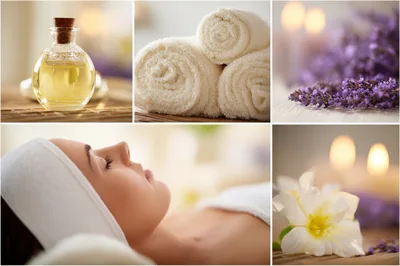 Spa Treatment Collage With Relaxation Elements
