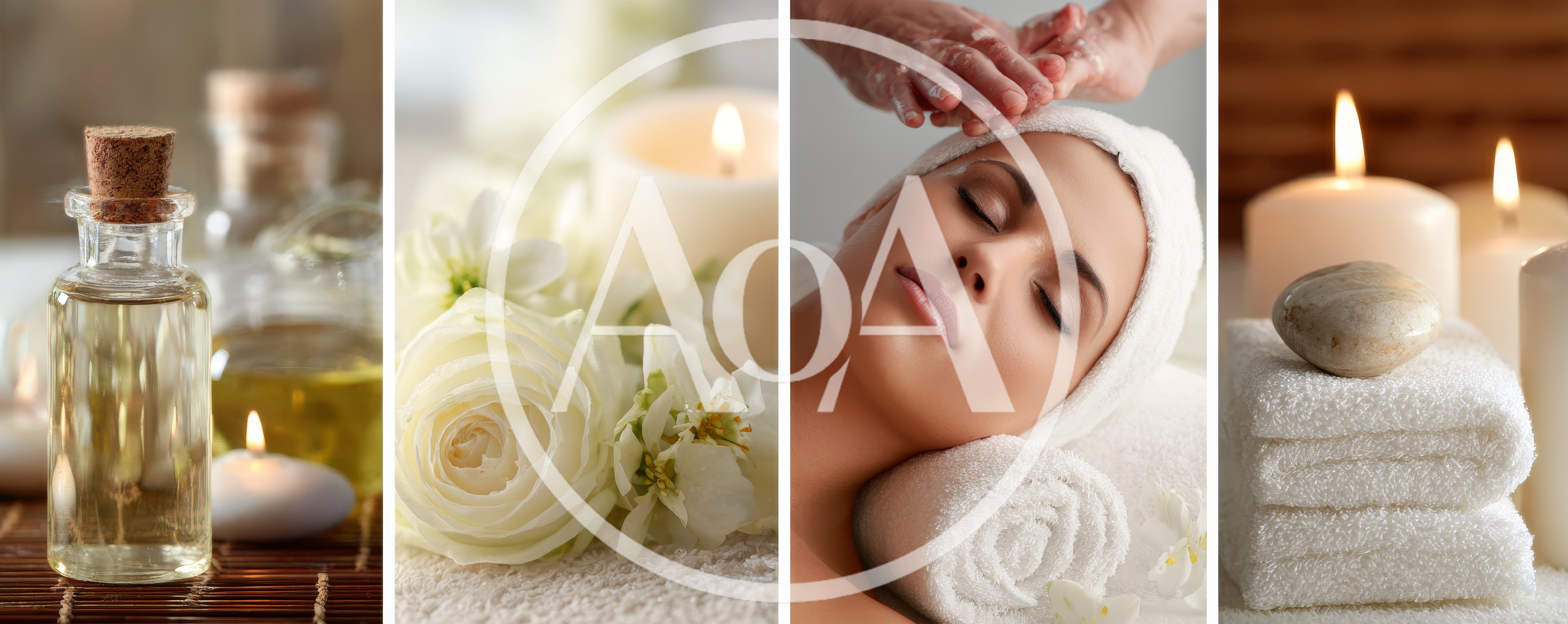 Spa Treatment Collage With Essential Oils And Massage