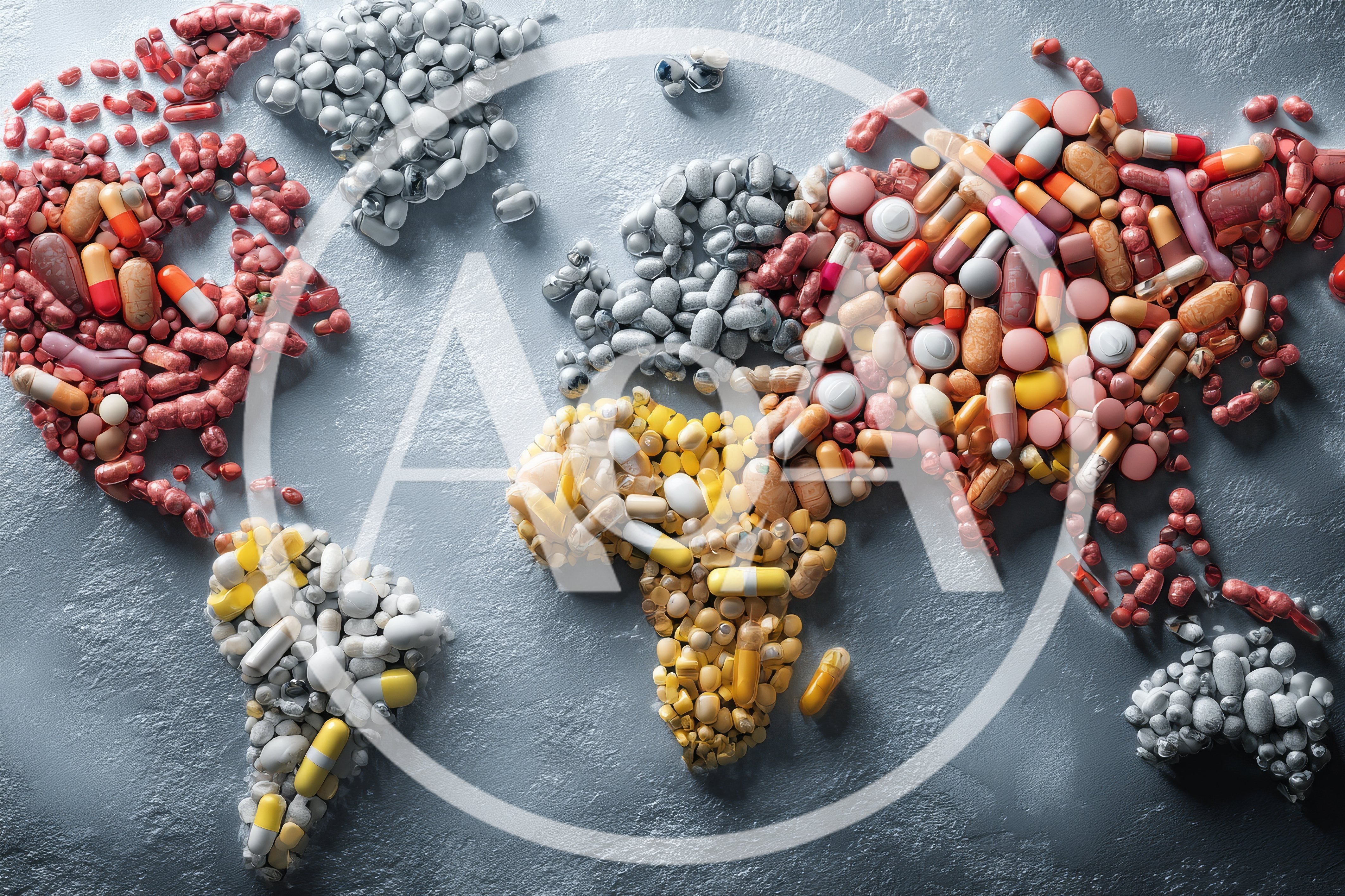 World Map Created From Assorted Pharmaceutical Pills
