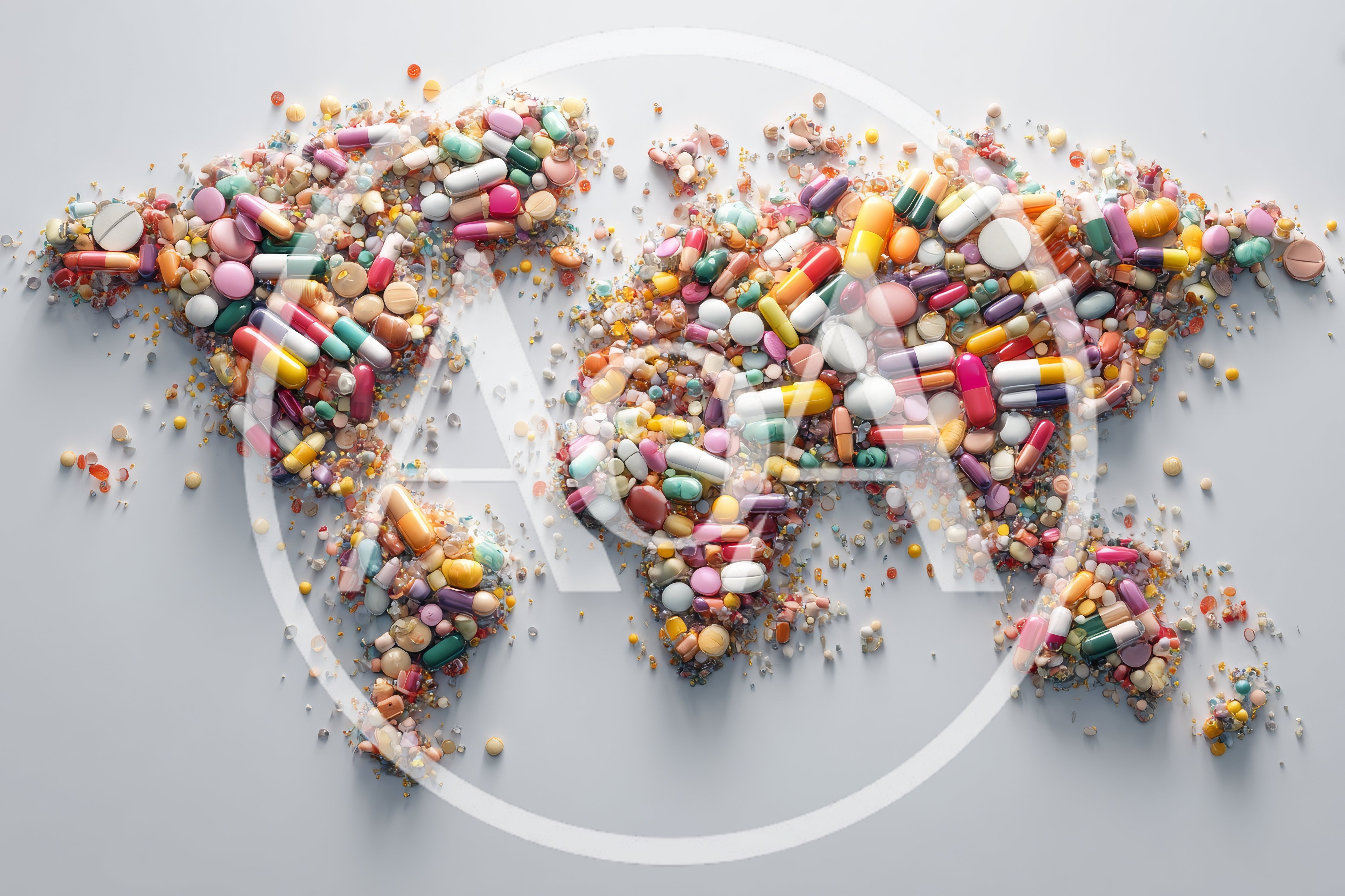 World Map Created From Assorted Pharmaceutical Pills