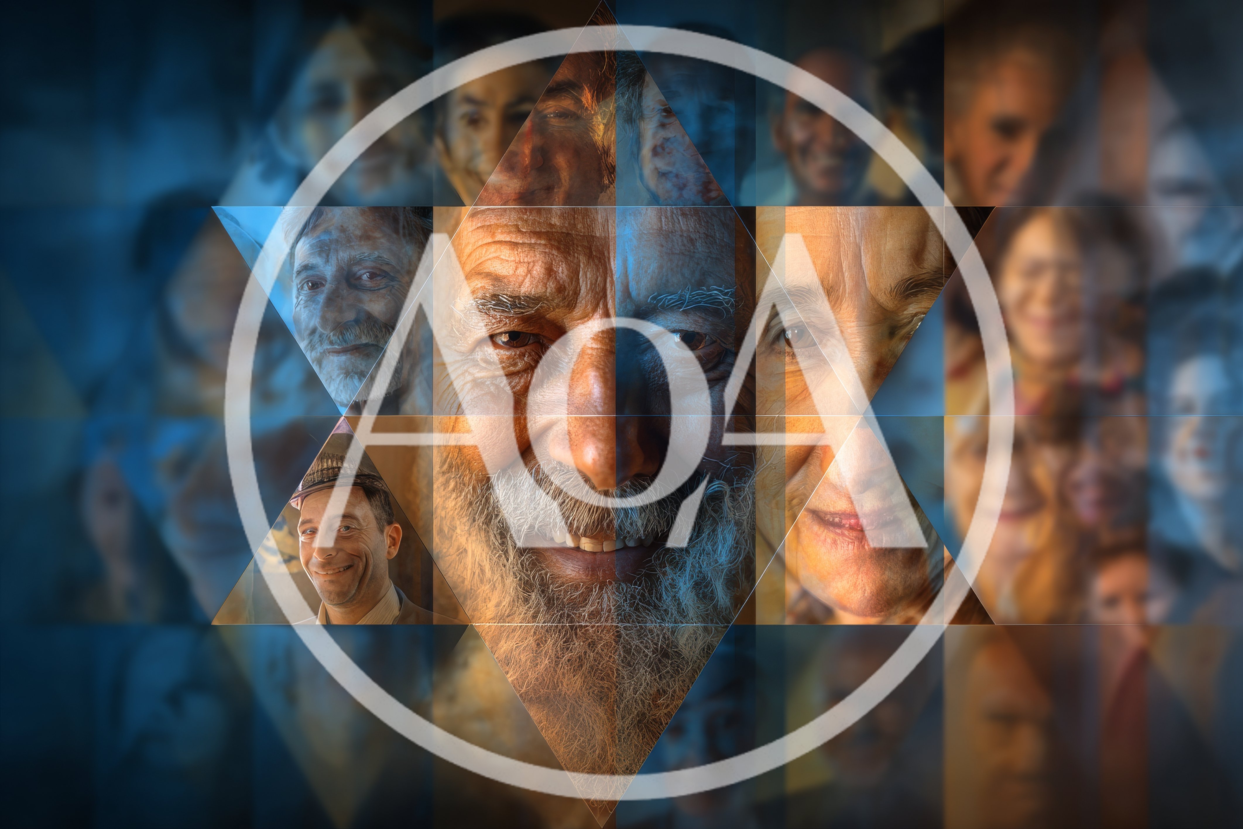 Collage Of Diverse Human Faces In Star Of David