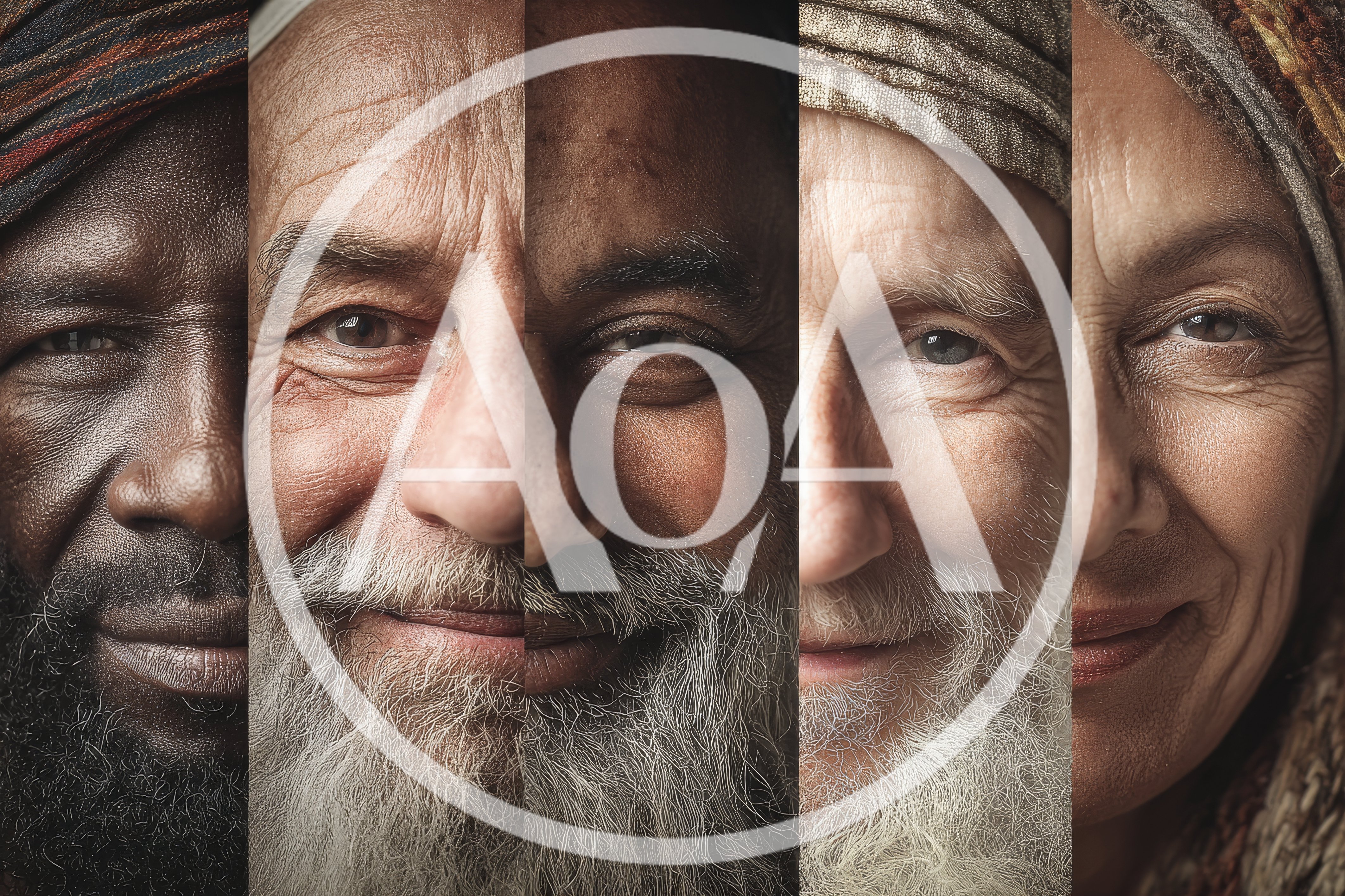 Composite Portrait Of Diverse Elderly People Faces