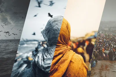 Conceptual Collage Of Migration And Human Displacement