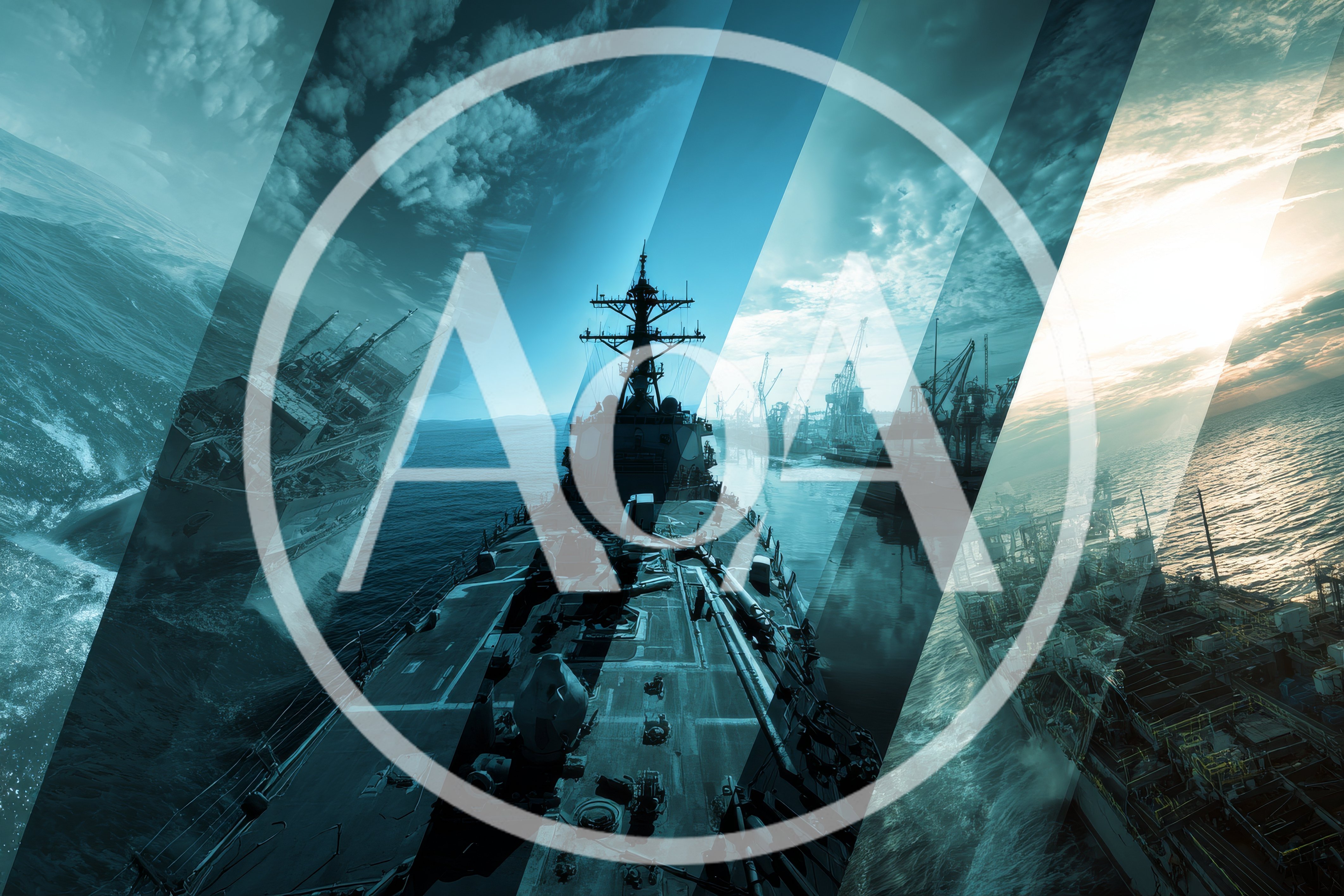 Collage Of Naval Warships And Industrial Port Operations