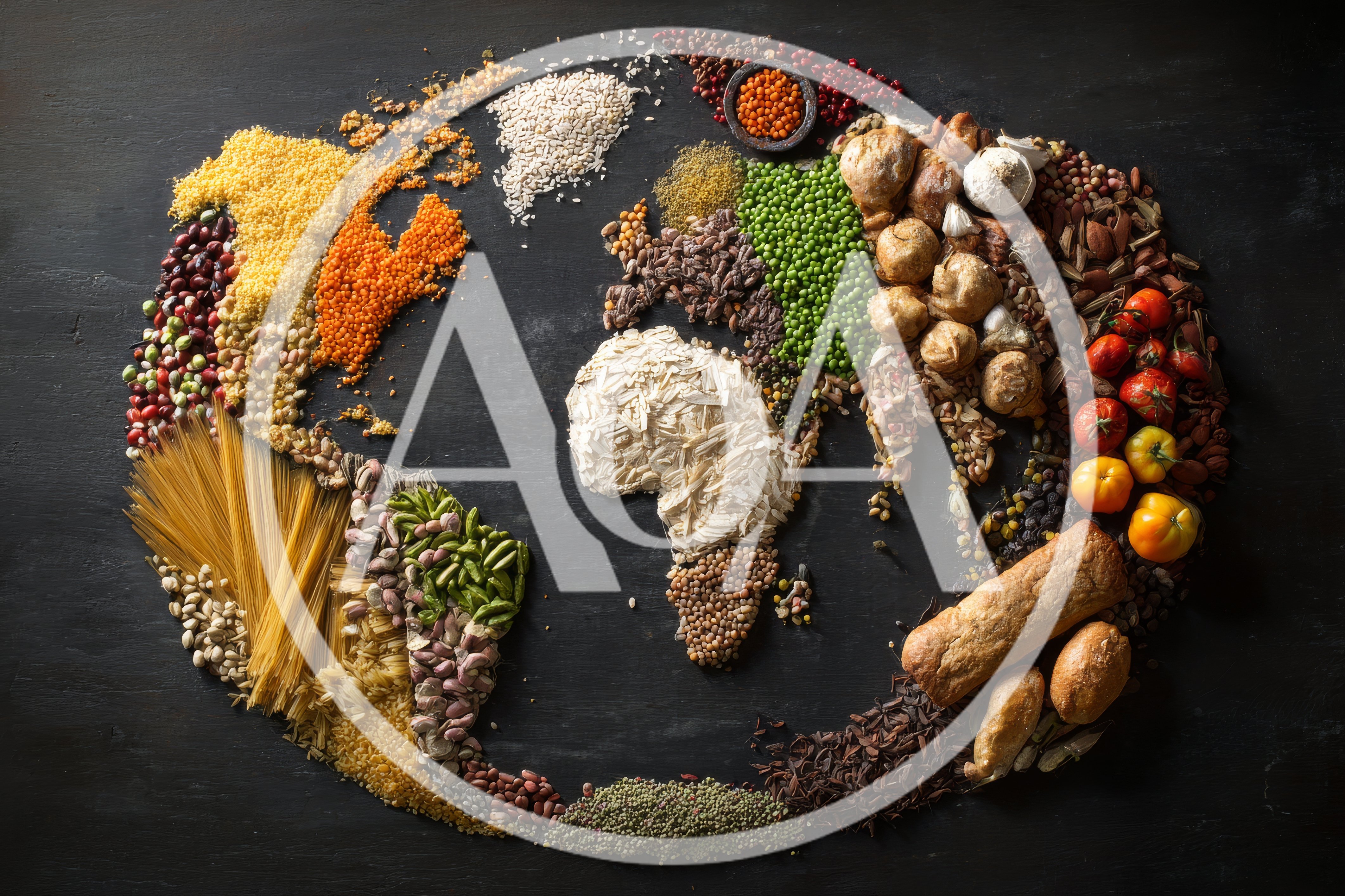 World Map Made Of Various Grains And Vegetables