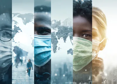 Global Pandemic Concept With Diverse People Wearing Face Masks