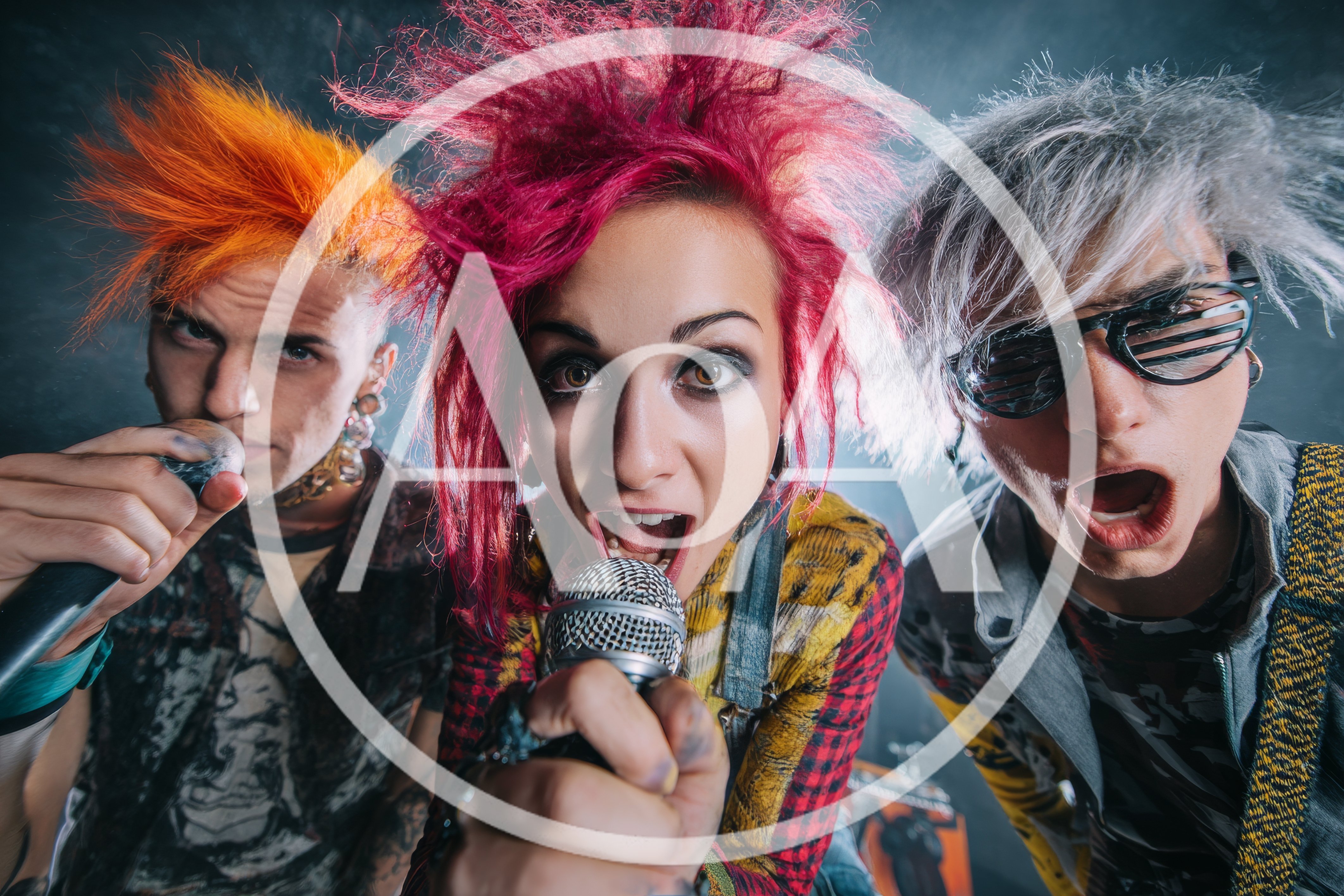 Punk Rock Band Performing With Microphones