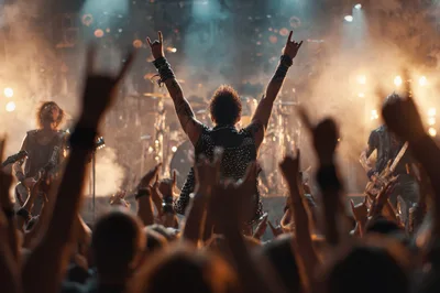 Rock Band Performing Live On Stage At Concert
