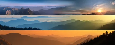 Panoramic Mountain Landscapes at Different Times of Day