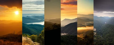Panoramic Collage of Mountain Landscapes at Different Times