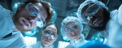Medical Team Looking Down During Surgery