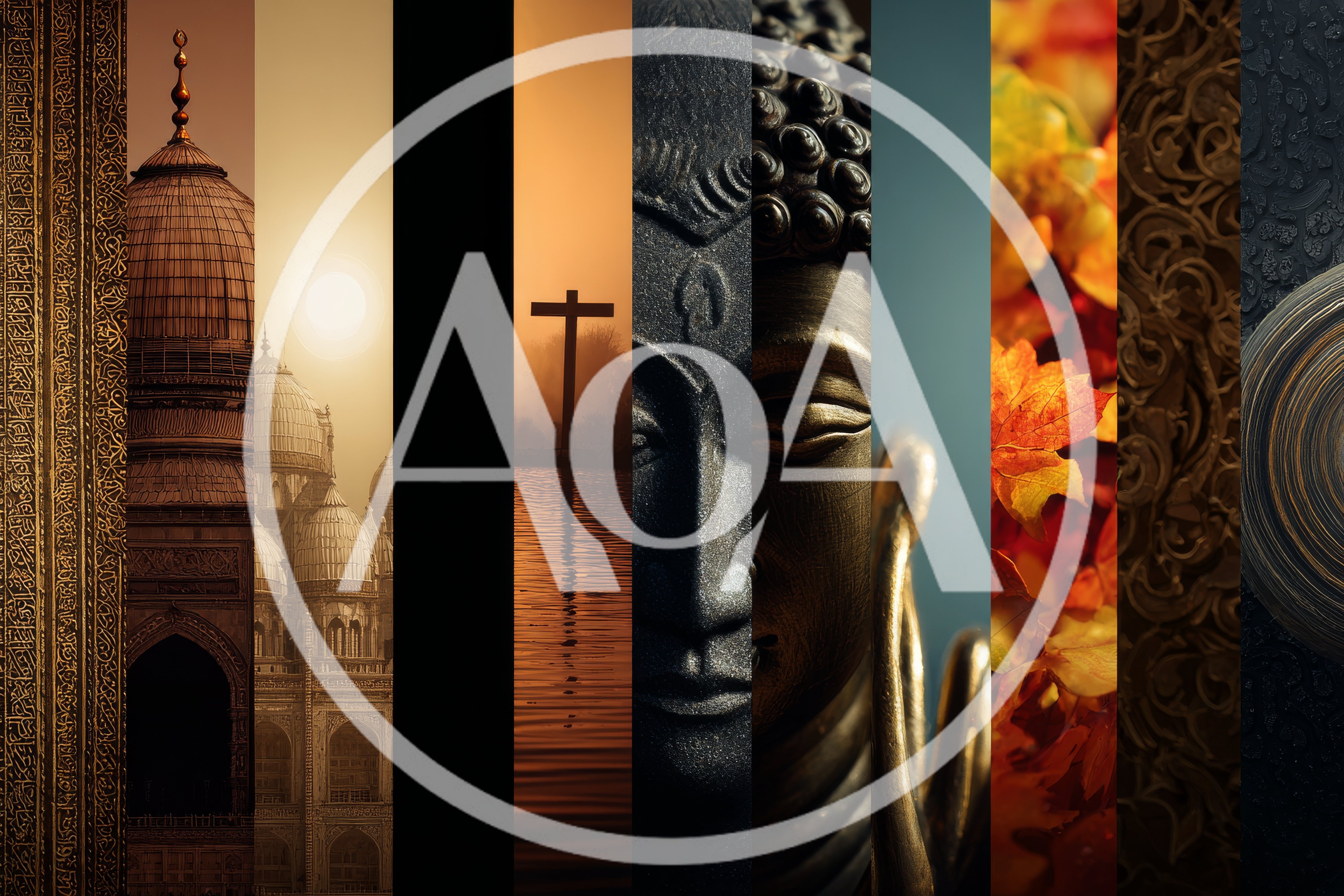 Vertical Collage Of Diverse Religious And Spiritual Symbols