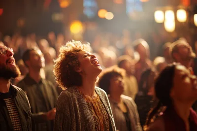 Diverse Crowd Singing Together At A Concert