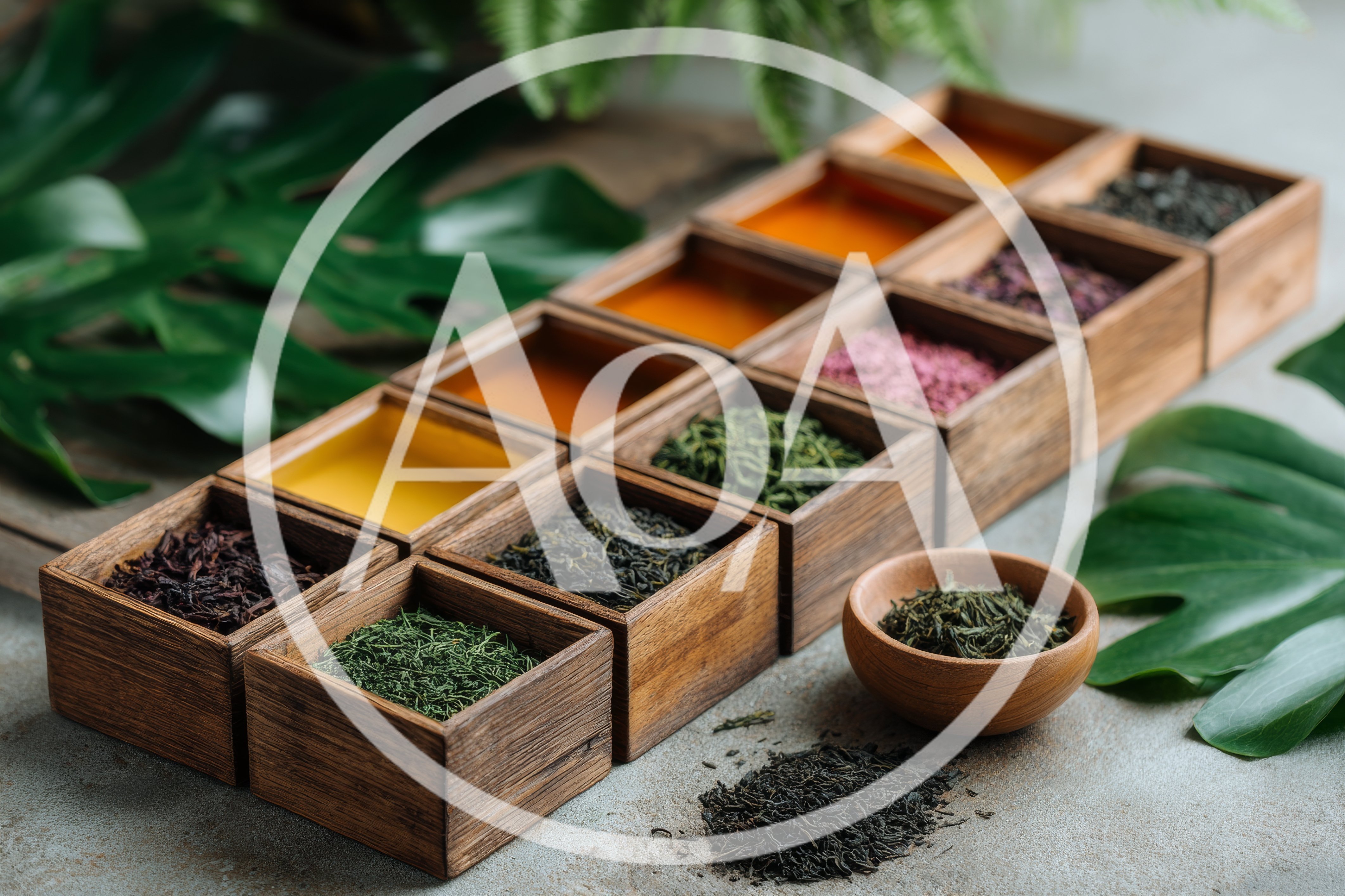 Assorted Loose Leaf Teas In Wooden Boxes
