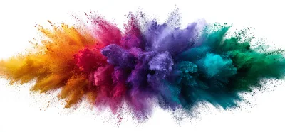 Vibrant Multi-Colored Powder Explosion On White Background