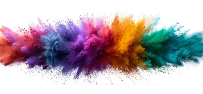 Vibrant Multi-Colored Powder Explosion On White Background