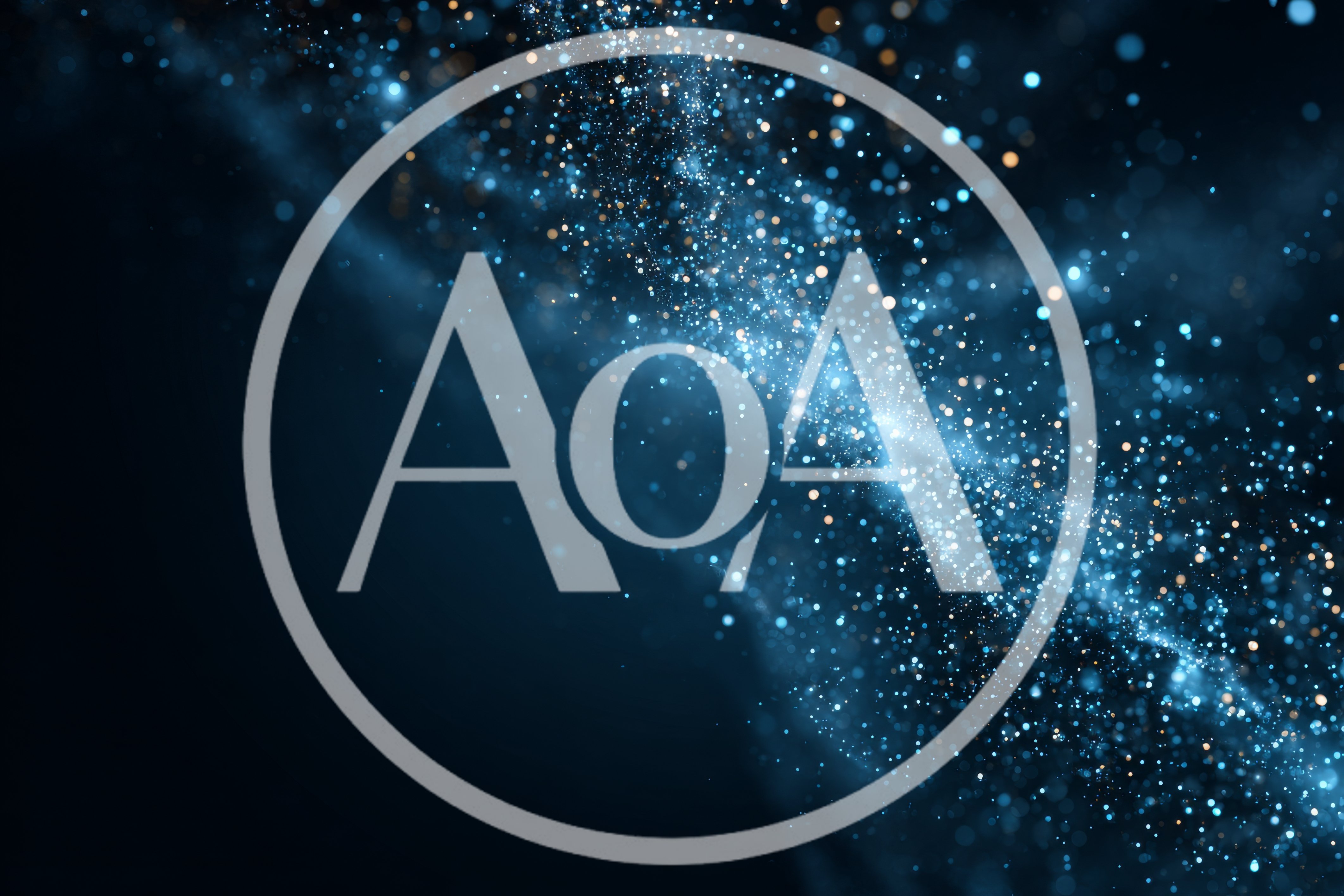 Abstract Blue Glowing Particles Floating In Dark Space