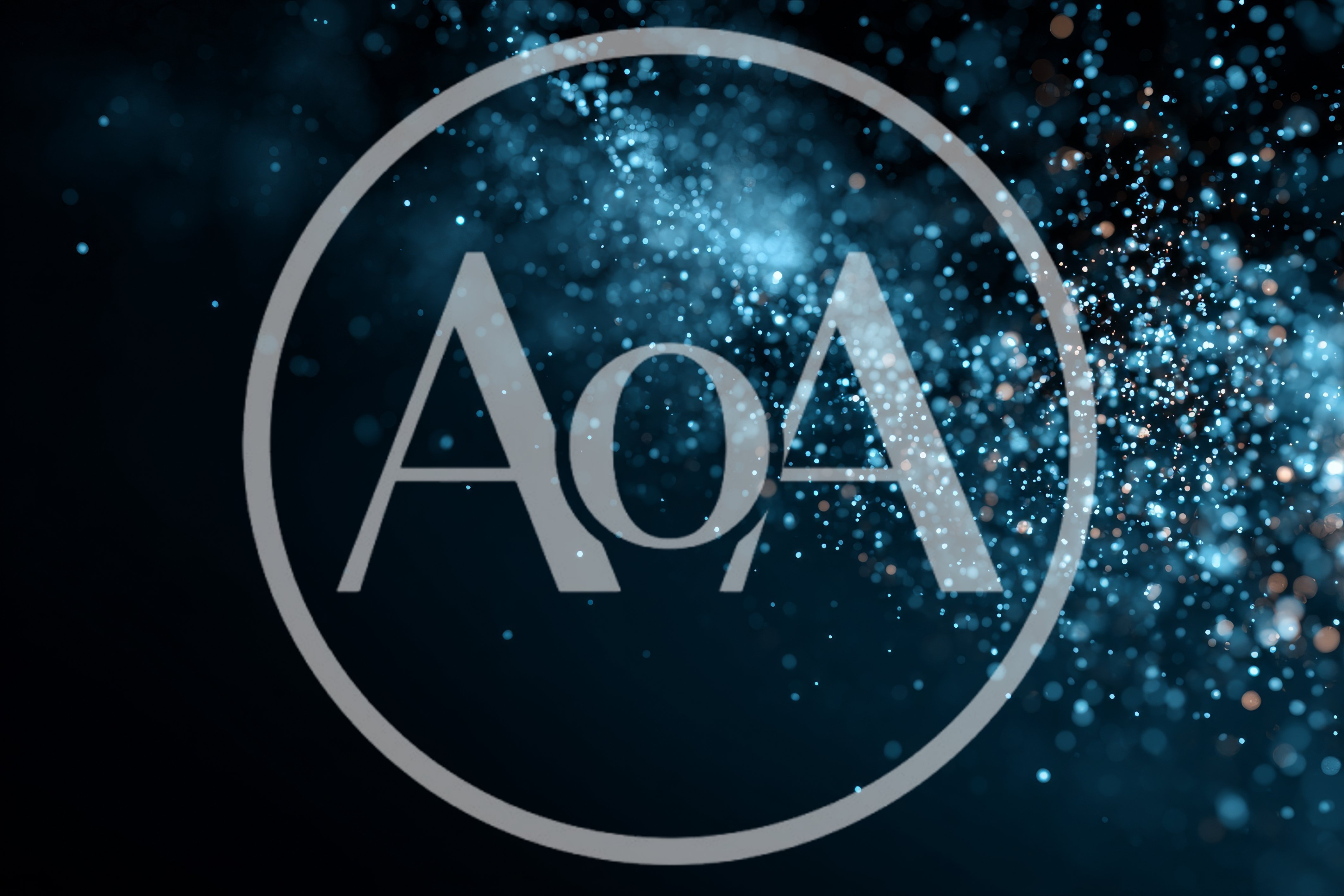 Abstract Blue Particles Floating In Dark Space