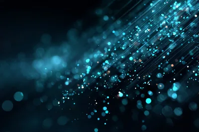 Abstract Blue Light Streaks And Bokeh Particles