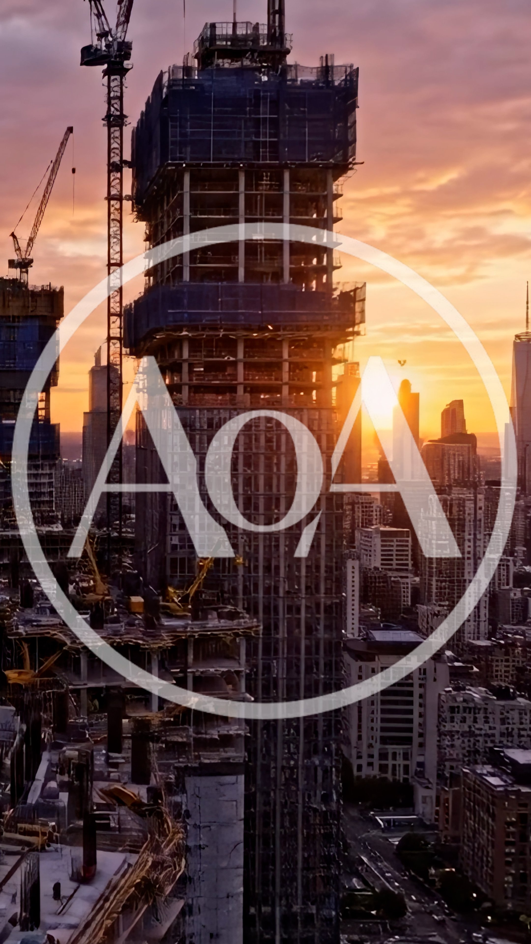 Construction Site Of Skyscraper At Sunset