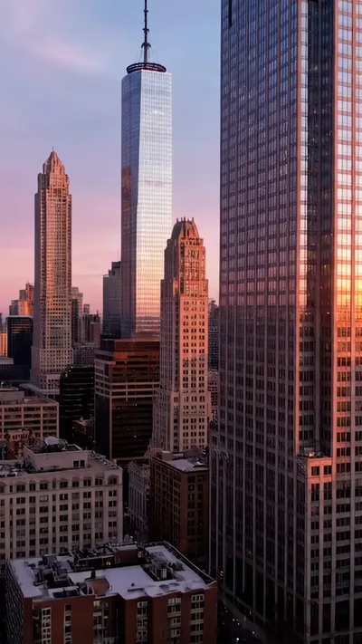 Chicago Skyline Skyscrapers During Golden Hour Sunset