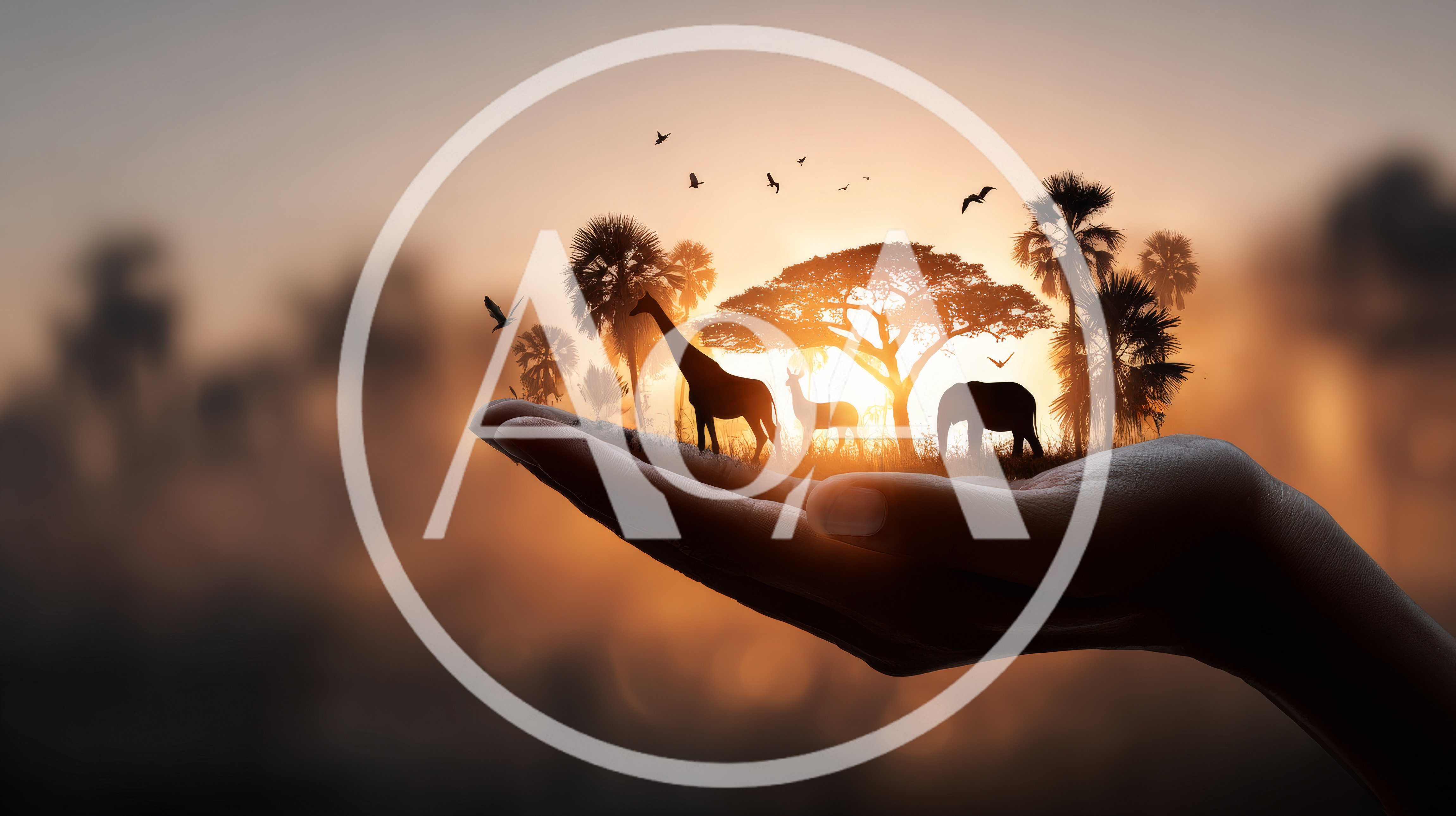 Miniature African Safari Landscape Held In Human Hand