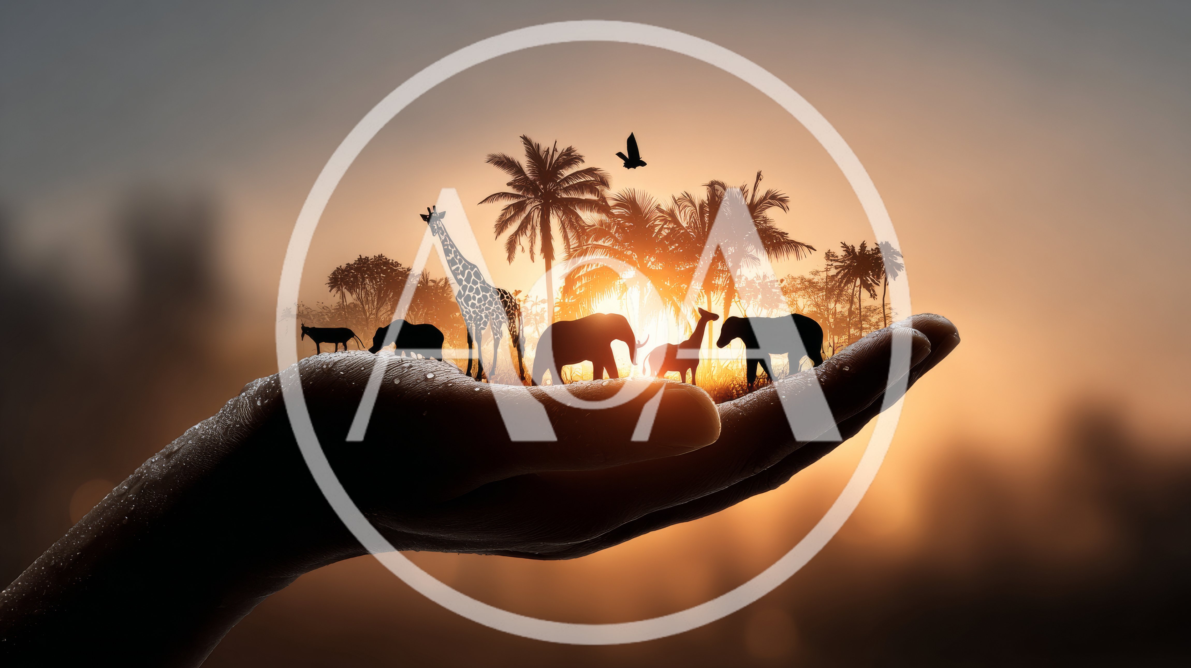 Silhouette Of African Wildlife On A Human Hand