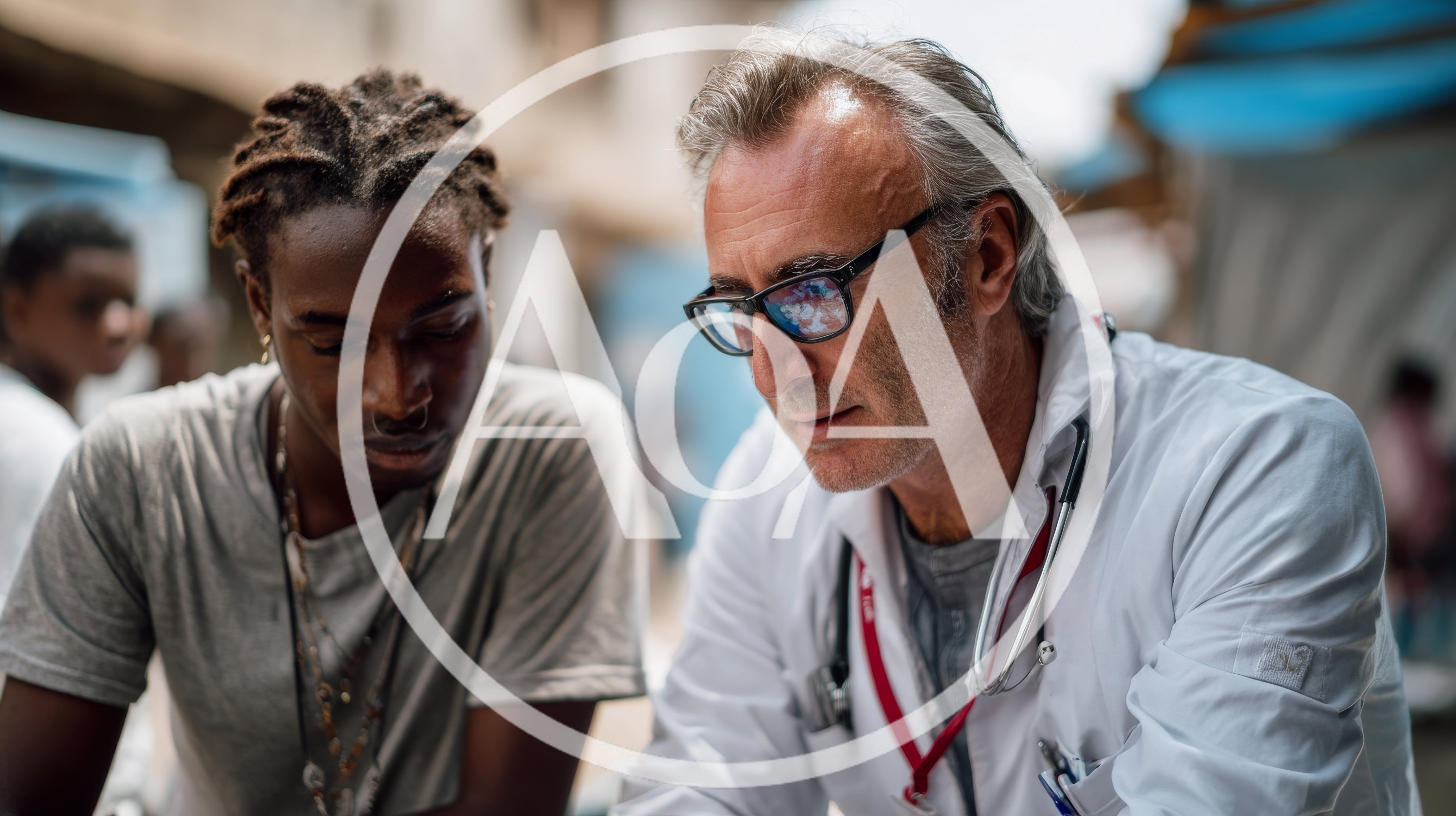 Doctor Consulting With Young Patient In Outdoor Setting