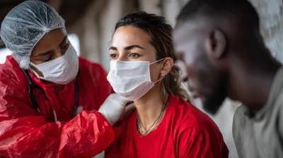 Healthcare Worker Examining Patient During Medical Consultation