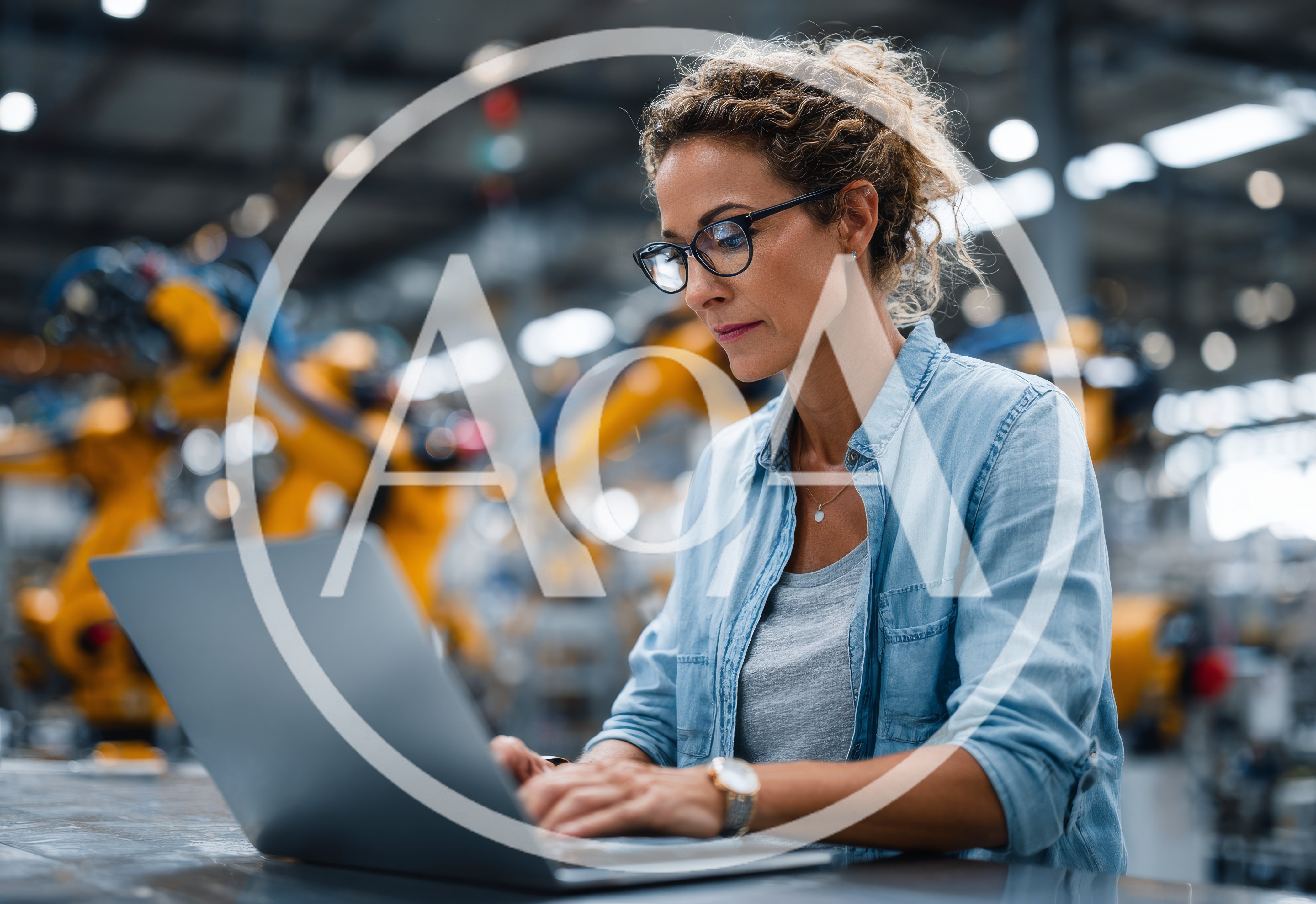 Female Engineer Working On Laptop In Industrial Factory