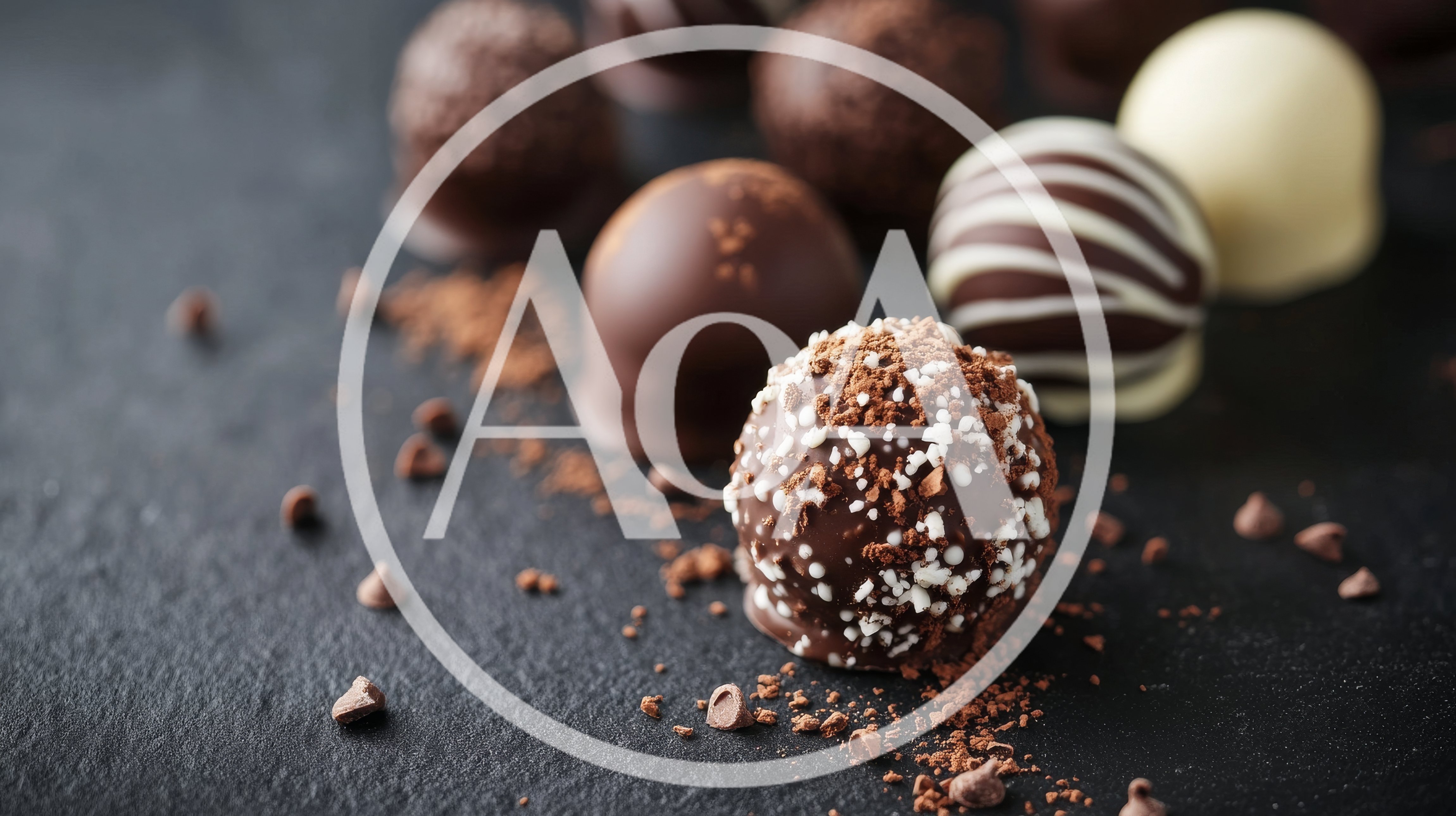 Assorted Gourmet Chocolate Truffles on Dark Slate
