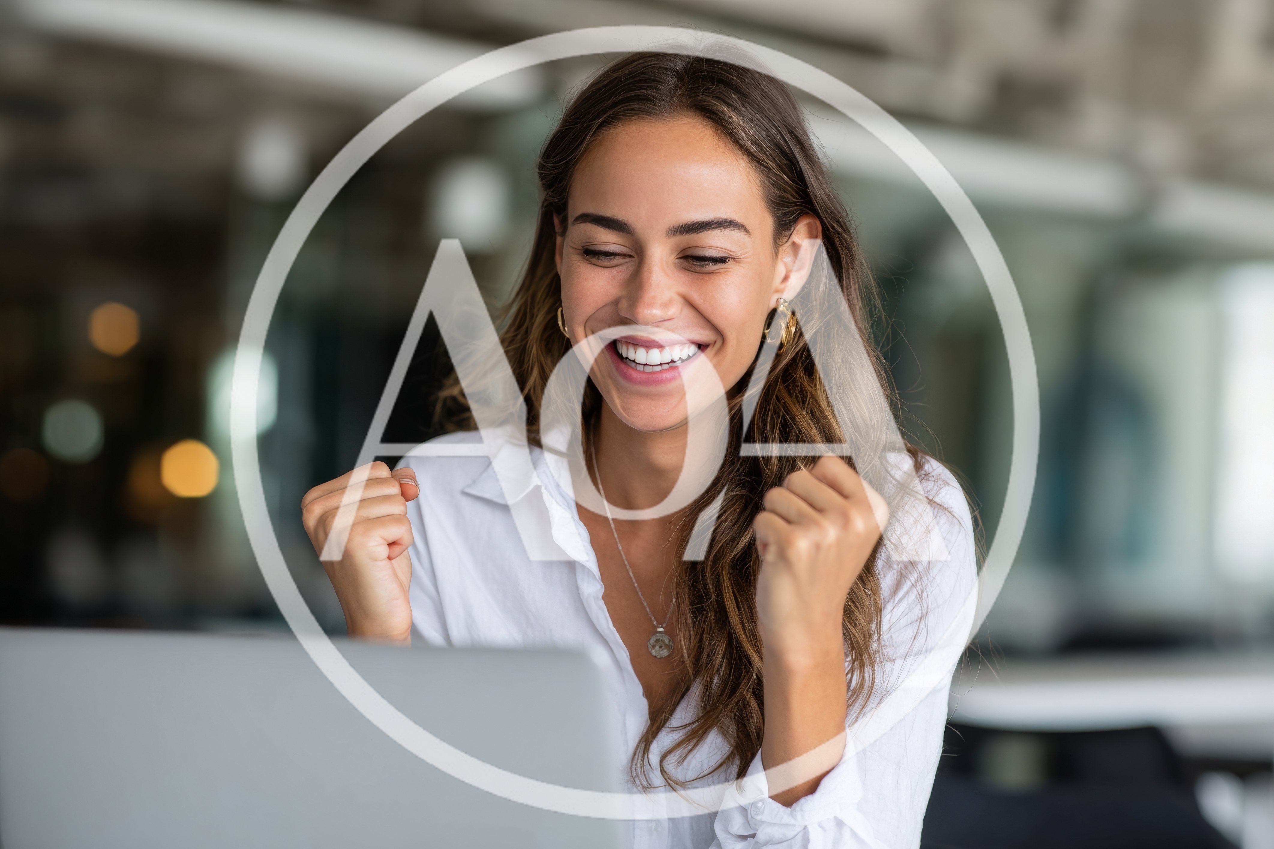 Excited Businesswoman Celebrating Success While Working On Laptop
