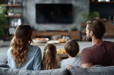 Family Watching Television Together In Living Room