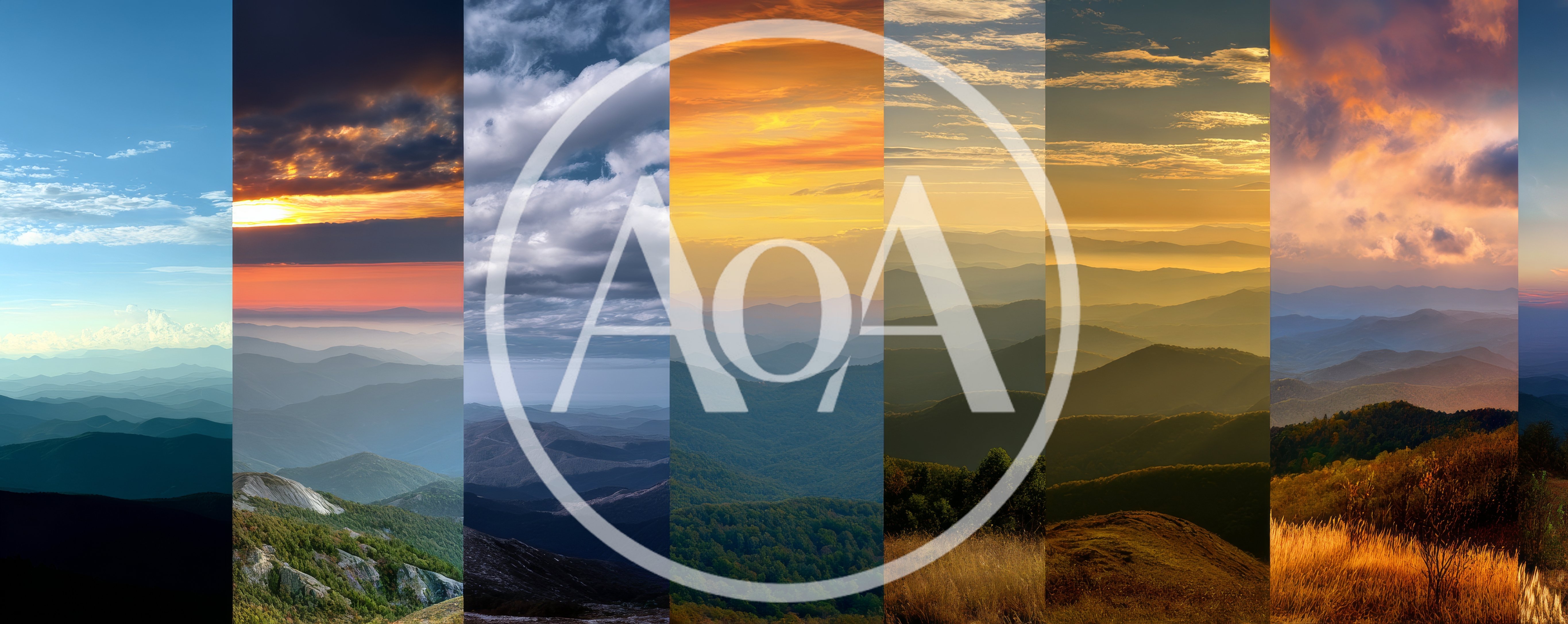 Panoramic Collage Of Mountain Landscapes At Different Times