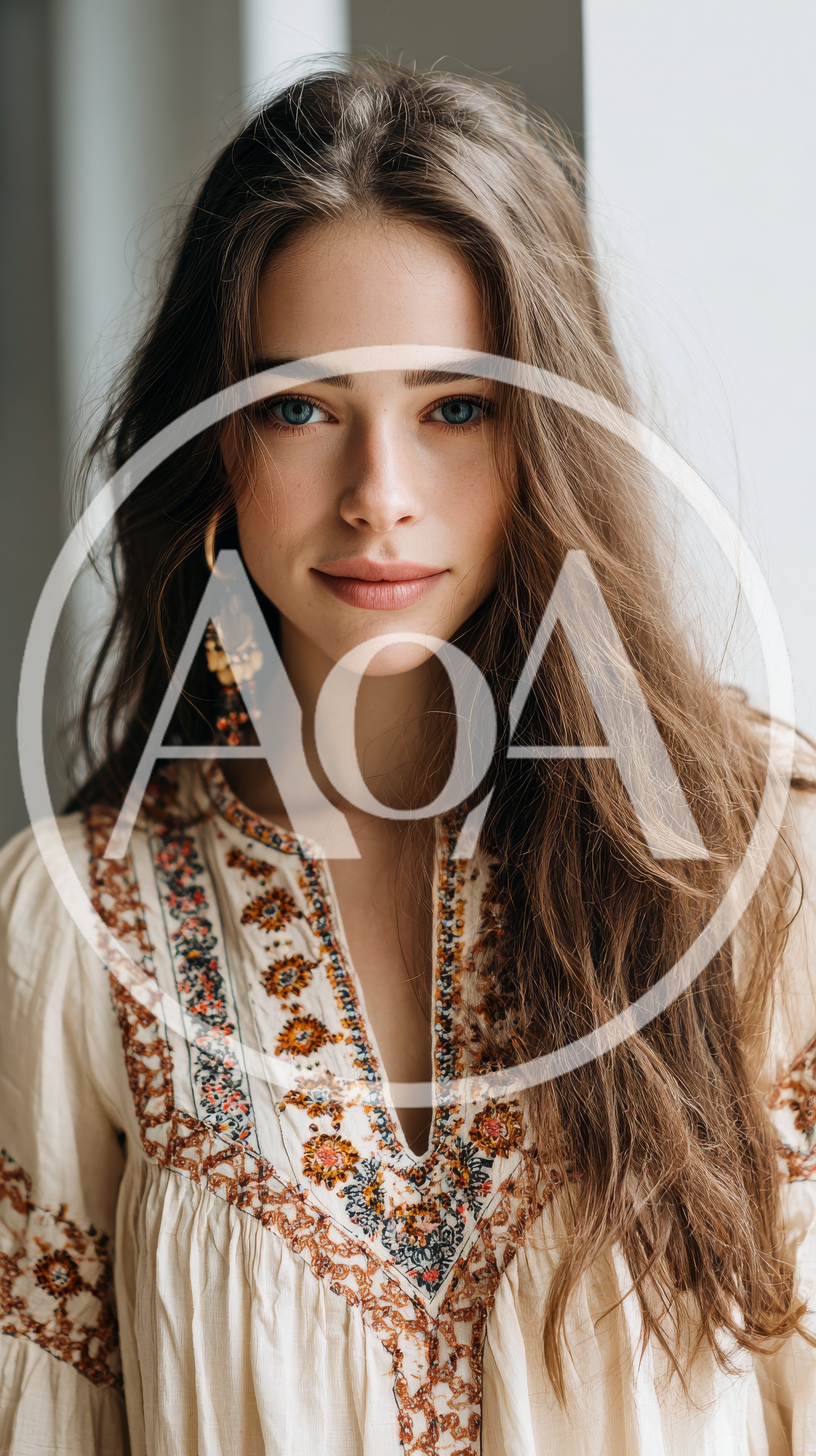 Portrait Of A Young Woman With Long Brown Hair