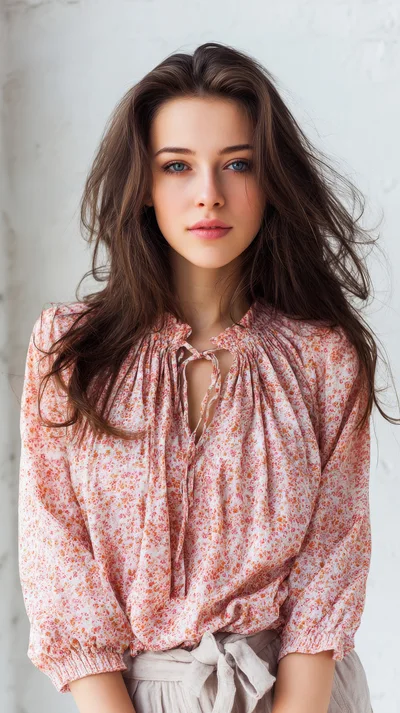 Portrait Of A Young Woman With Long Brown Hair